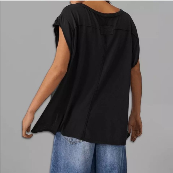 NEW Free People Washed Black Naomi Tee Shirt Size M - Picture 3 of 7